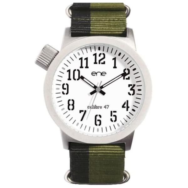 eneWatch Herrklocka UE72180 - Grönt och vitt nylonband - Analog kvarts