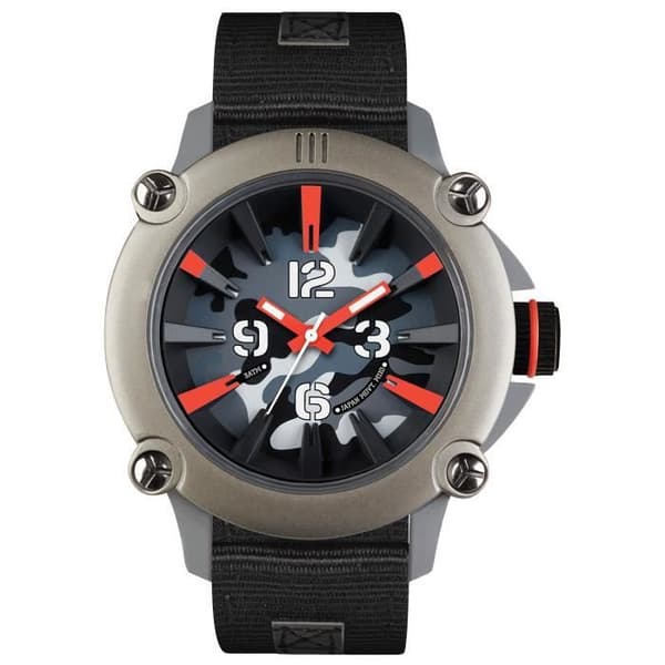 Herrklocka - Ene Montres - UE72395 - Svart kamouflage nylonband - Analog Quartz