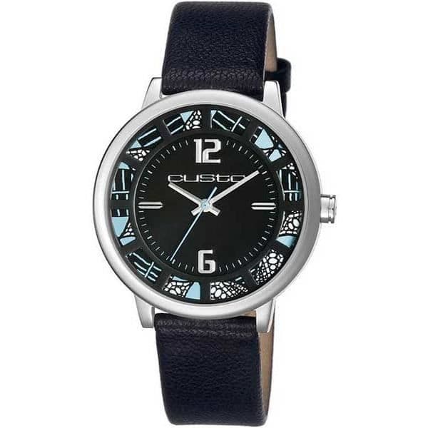 Damklocka - CUSTO ON TIME GALLERY - CU059602 - Kvarts - Analog - Svart läder