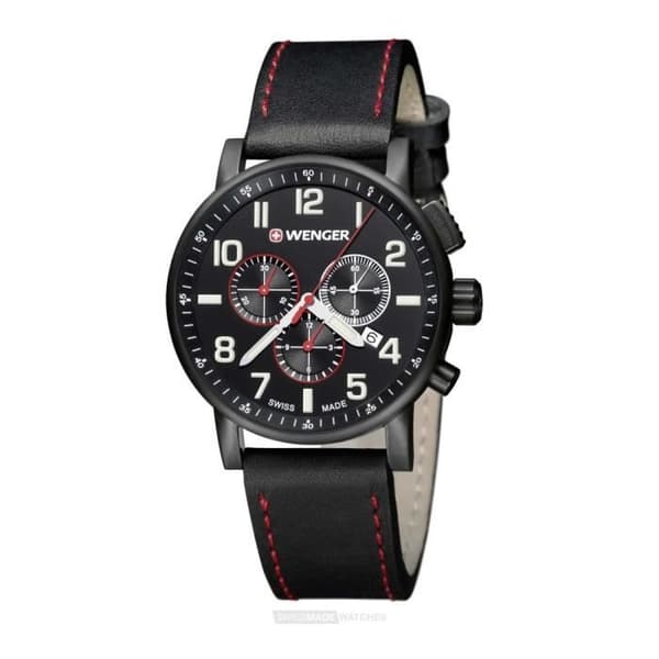 Klocka - WENGER - 01.0343.104 - Kvarts - Analog - Svart Läder