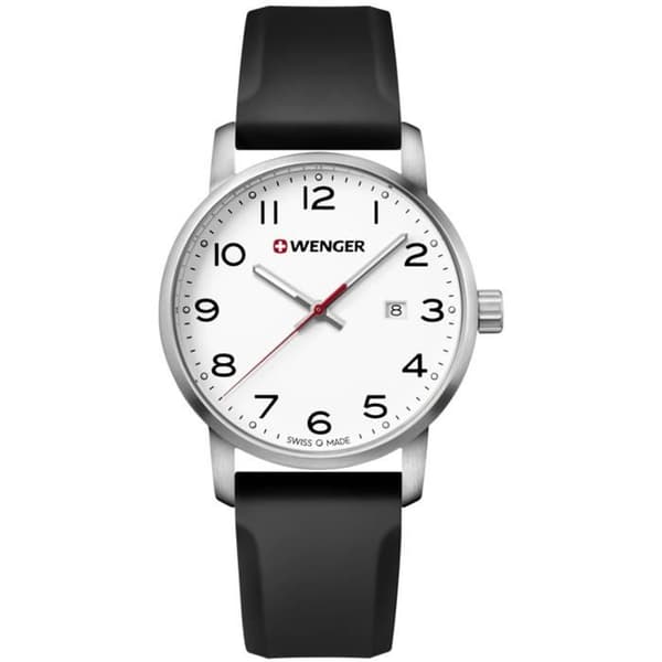 Herrklocka - WENGER - AVENUE 01.1641.103 - Kvarts - Analog - Armband av gummi och rostfritt stål