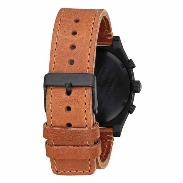 Klocka för män Nixon Time Teller Chrono Läder - Svart - Armband i äkta läder - Sex visartiklar kronograf