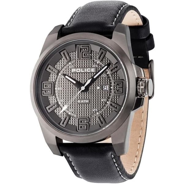 Klocka - POLICE - 14762JSU/61 - 46mm - Svart Läder - Kvarts - Grå Urskiva