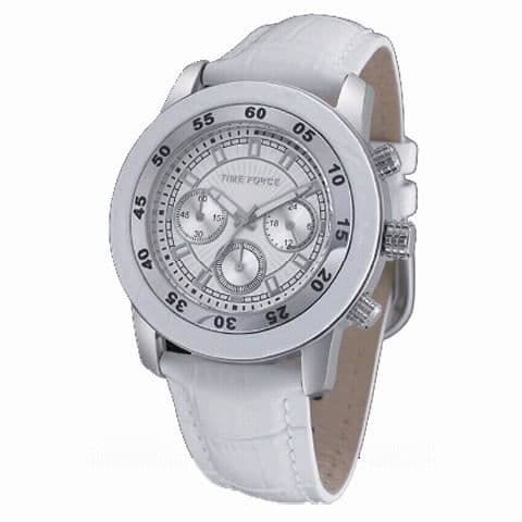 Klocka - Time Force - TF4005L02 - Kvarts - Analog - Vit Läder