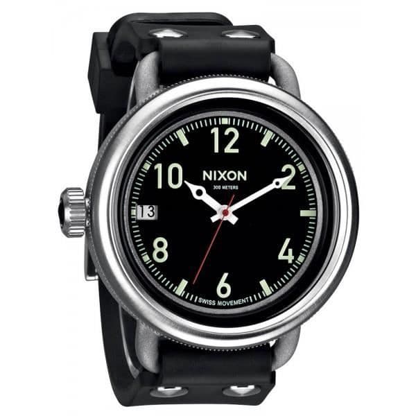 Klocka - NIXON - October A-488-000 - Svart - 48 mm - Läder - 300M Swiss Mvt.
