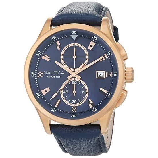 Klocka - Nautica - NAD19558G - Kvarts - Analog - Blått Läder
