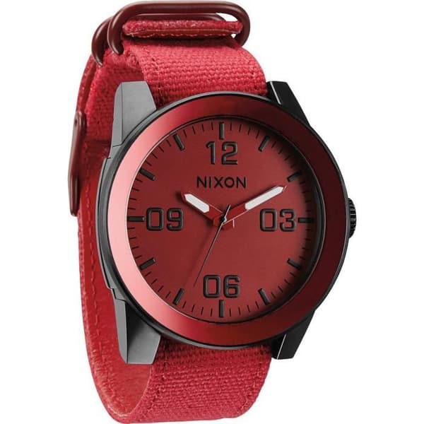 Klocka - Nixon - The Corporal A243-1368 - Röd canvasrem - Kvarts - Analog