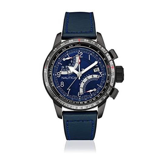 Klocka - Nautica - NAI25503G - Kvarts - Analog - Blått läder