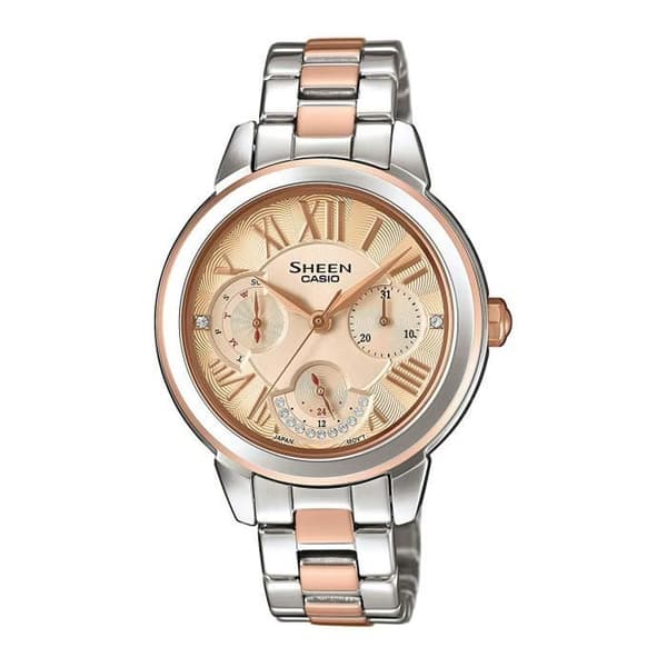 Multi Dial Klocka för Kvinnor CASIO SHE-3059SPG-9AUER - Quartz - Rostfritt Stål - Grå - Guld
