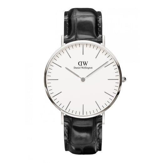 DANIEL WELLINGTON HERR 40MM SVART LÄDERREM QUARTZ WATCH 0214DW