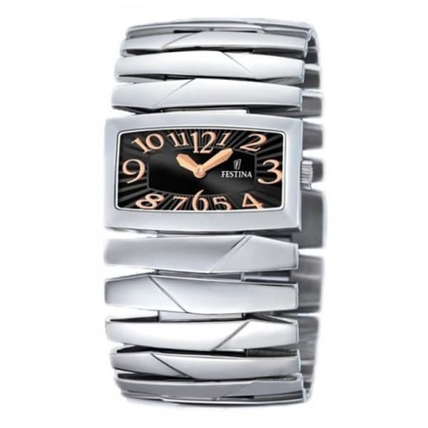 Klocka - Festina - F167717 - Svart - Silver - Rektangulär - Kvarts - Analog