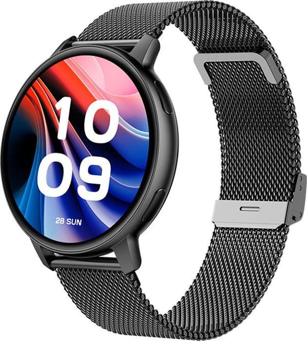 SPC SMARTEE DUO CLASSIC - Svart smartklocka med utbytbart band, AMOLED 1,43”, Bluetooth-samtal, 8J batteri, IP68