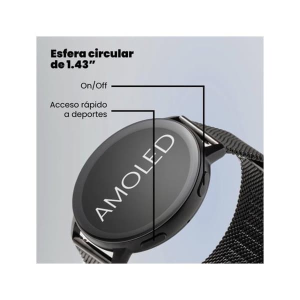 SPC SMARTEE DUO CLASSIC - Svart smartklocka med utbytbart band, AMOLED 1,43”, Bluetooth-samtal, 8J batteri, IP68