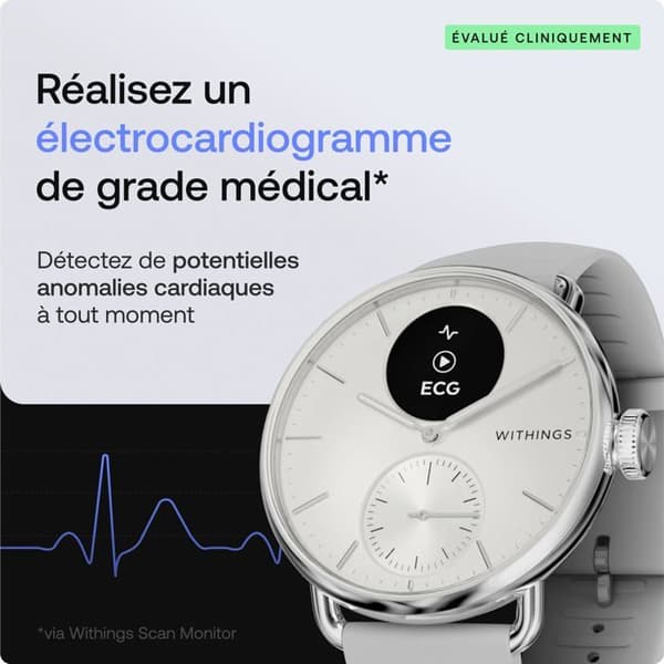 WITHINGS ScanWatch 2 - Hälsoansluten klocka EKG SpO2 temperatur 38mm Vit
