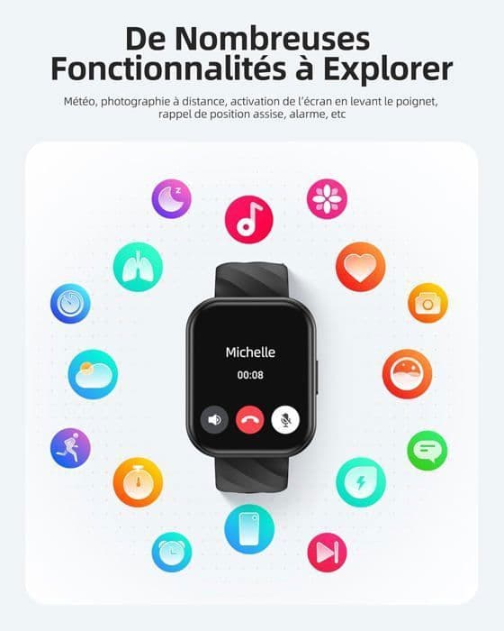 5 ATM vattentät smartklocka, 1,96" HD Smartwatch för män kvinnor, 100+ sportlägen, puls, sömn, SpO2-monitor