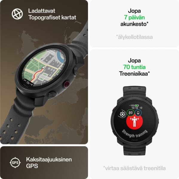 Polar Vantage M3 -urheilukello, musta, S-L