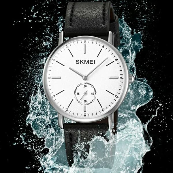 SKMEI Armbåndsur Ur Læderrem Rundt Quartz Ur - Guld