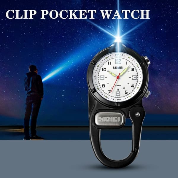 SKMEI Klocka Utomhus Ryggsäck Krok LED Ficklampa Quartz Watch - Svart