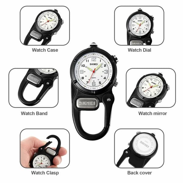 SKMEI Klocka Utomhus Ryggsäck Krok LED Ficklampa Quartz Watch - Svart