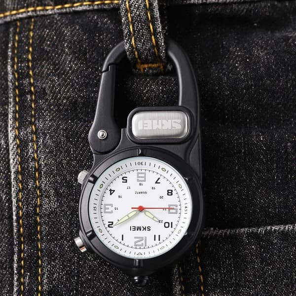 SKMEI Klocka Utomhus Ryggsäck Krok LED Ficklampa Quartz Watch - Svart