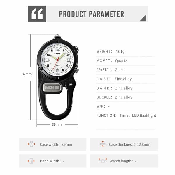 SKMEI Klocka Utomhus Ryggsäck Krok LED Ficklampa Quartz Watch - Svart