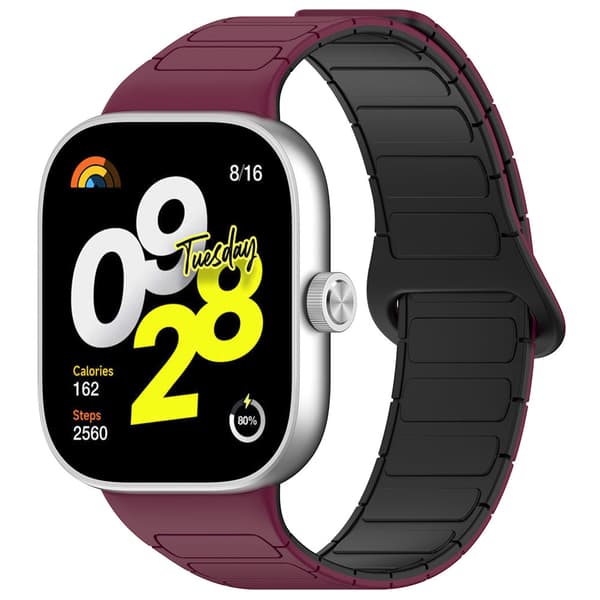 Silikonarmbånd med magnet for Xiamoi Redmi Watch 4 / Watch Band 8 Pro / 9 Pro - Rød / Svart