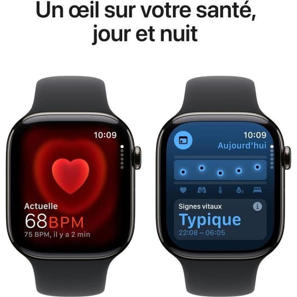 Apple Watch Series 10 GPS + Cellular - 46 mm - Slate Titanium Fodral - Svart sportband - S/M