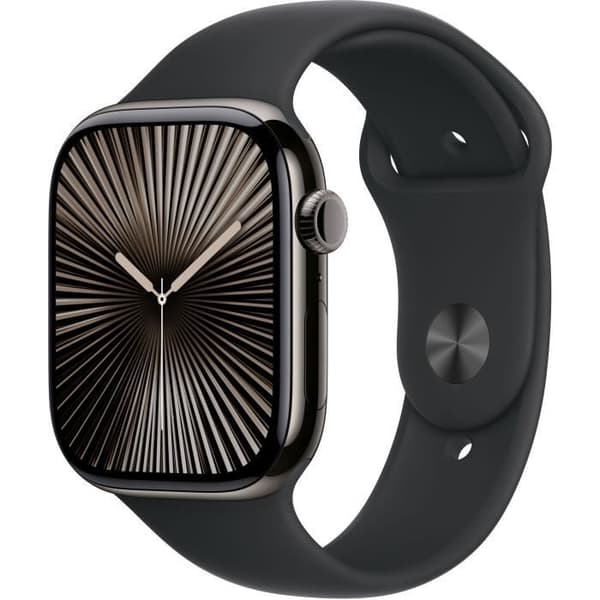 Apple Watch Series 10 GPS + Cellular - 46 mm - Slate Titanium Fodral - Svart sportband - S/M