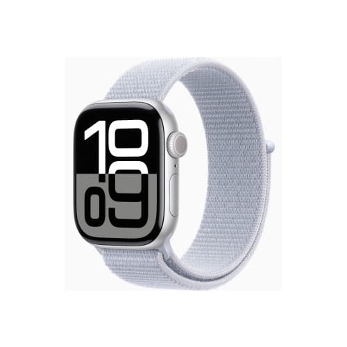 Apple Watch Series 10 (GPS) - silveraluminium - smart klocka med sportögla - blå moln - 64 GB