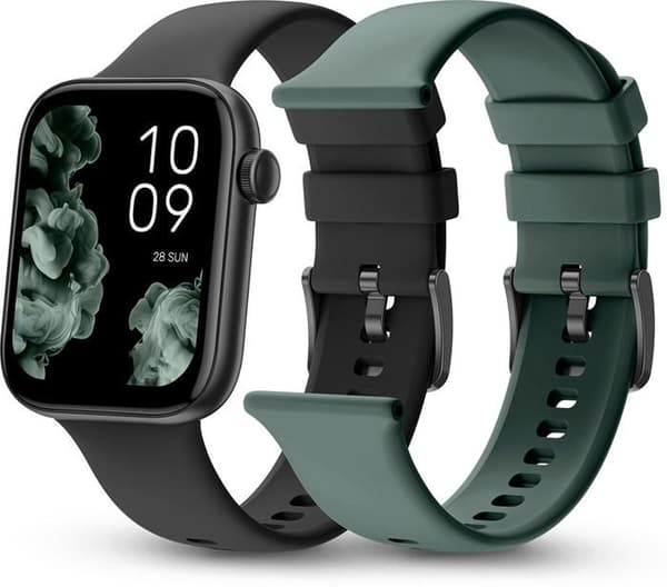 SPC Smartee Duo 2 - Ansluten klocka med extra armband, 1,78” AMOLED-skärm, 7-dagars batteri - Svart/Grön