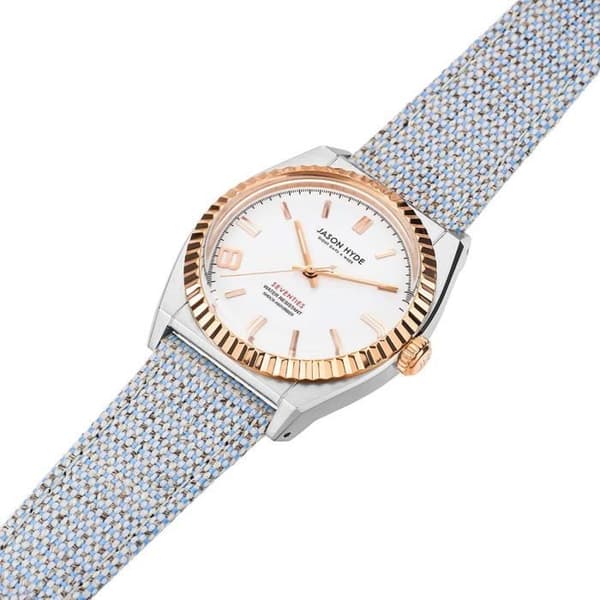 Jason Hyde Eight Analog Quartz Damklocka med textilrem JH20015 6301 - Blå - 36mm - 50m