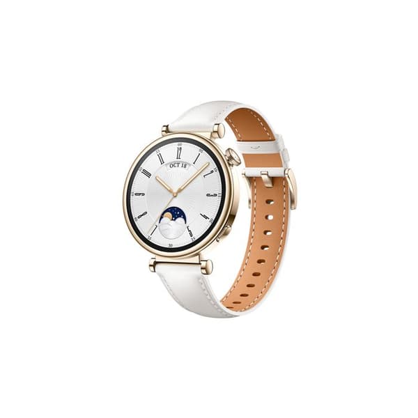 Smartwatch - HUAWEI - Watch GT 4 - 41 mm - Vit läderarmband - Vattentålighet 5 ATM