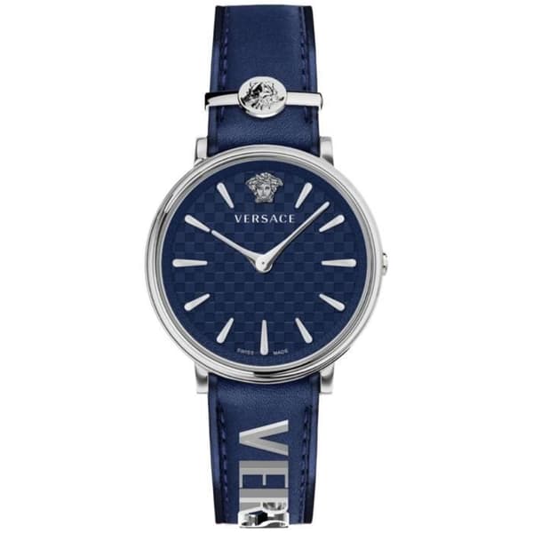 Klocka - VERSACE - V-Circle VE8104222 - Dam - Kvarts - Boett i rostfritt stål - Blå urtavla