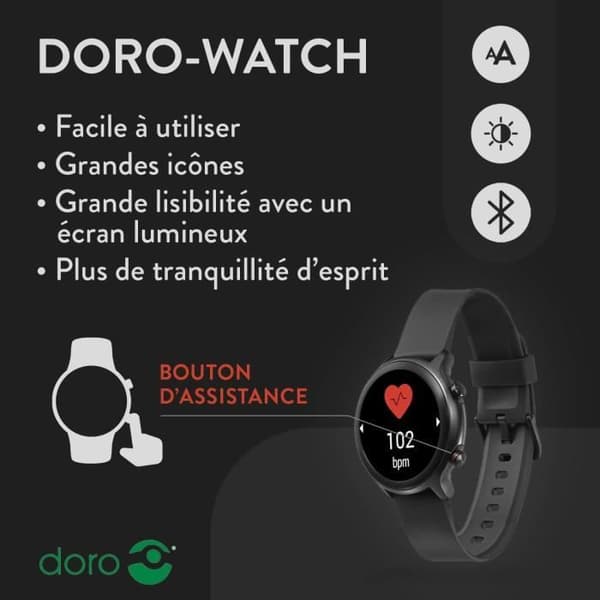 Smartwatch - Doro - Klocka - Svart - Skärm 1.28" - Bluetooth 5.0 - 45 g