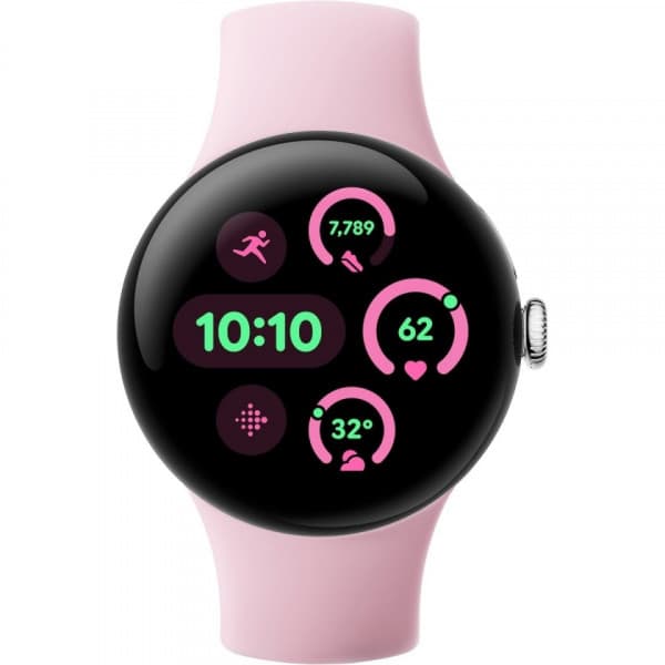 Google Pixel Watch 3 WiFi -klocka, 41 mm, Rose Quartz / Polerad silver