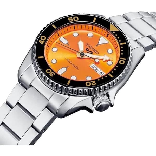 Klocka - Seiko - 5 SRPK35 - Mekanisk - Orange Hus - Rostfritt Stål