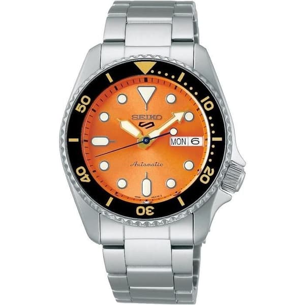 Klocka - Seiko - 5 SRPK35 - Mekanisk - Orange Hus - Rostfritt Stål
