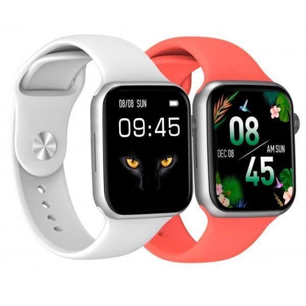 Connected klocka med DCU COLORFUL 2 kvadratisk urtavla i vitt och rött med 1,91" pekskärm, GPS-anslutning, WiFi 5, bluetooth