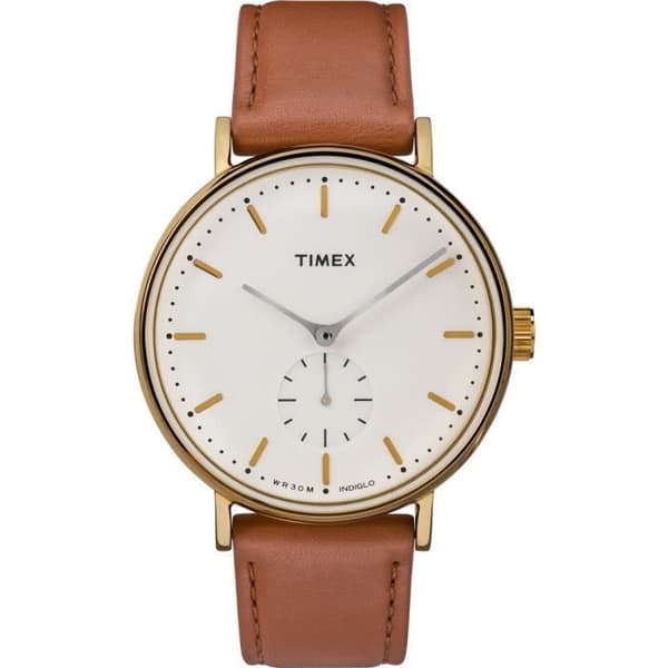 Klocka - Timex - Fairfield - 41mm - Brunt läder - Kvarts - Vattentålig