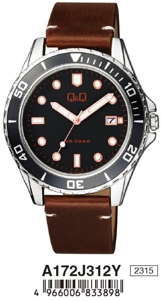 Men's Watch Q&Q A172J312Y Brown Black (Ø 43 mm)