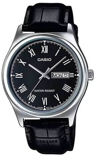 CASIO COLLECTION Mod. DAY DATE ROMANS, LEATHER - BLACK