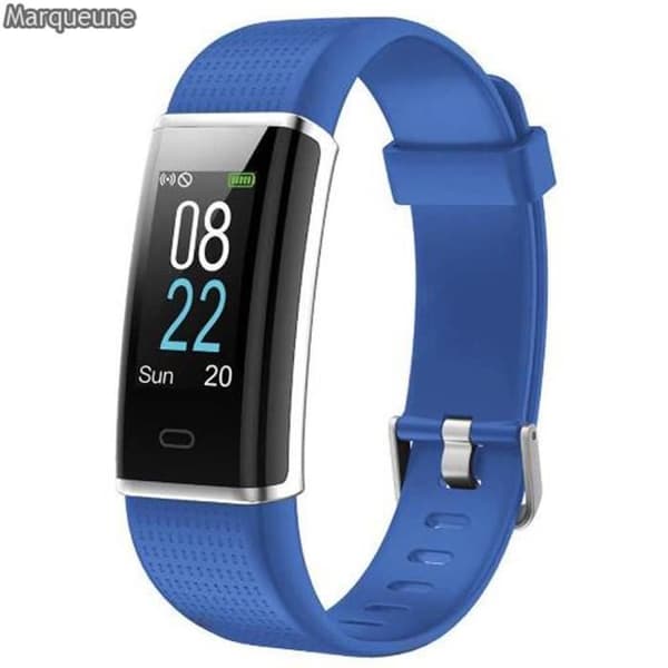 Smartwatch Montre Connectée Marqueune Vattentålig IP68 Pulsmätare för Android iOS Smartphone För Kvinna Man Blå