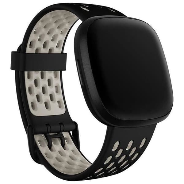 Fitbit Versa 3-Sense klockarmband unisex-vuxen, svart-månvit, stor