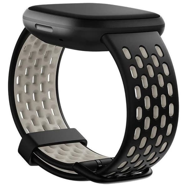 Fitbit Versa 3-Sense klockarmband unisex-vuxen, svart-månvit, stor