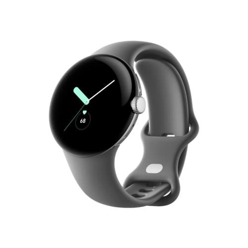 Google Pixel Watch - polerat silver - smart klocka med band - träkol - 32 GB