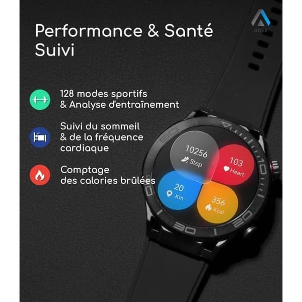 Smartwatch - Abyx - Fit Saturn 4 - 120 Sportmodi - IP67 Vattentålig - Batteritid 40 dagar