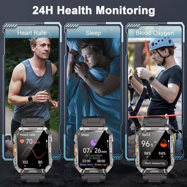 Military Smart Watch Men with Bluetooth Phone Call(Answer/Make Call) Smartwatch