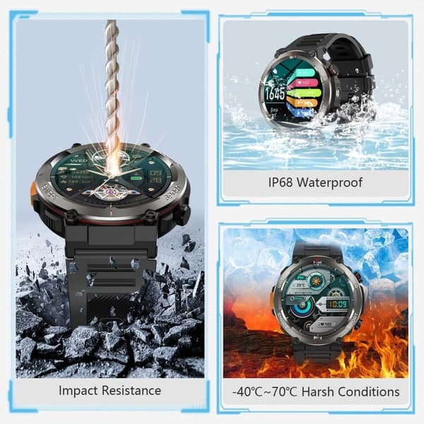Military Rugged Smart Watch for Men with Bluetooth Call(Answer/Make Call) Gift
