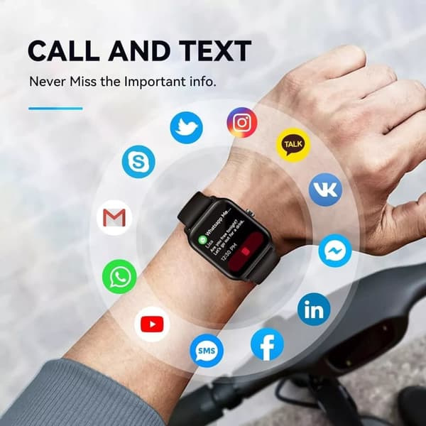 Alexa Smart Watch Calls Bluetooth Heart Rate Blood Pressure iPhone Samsung