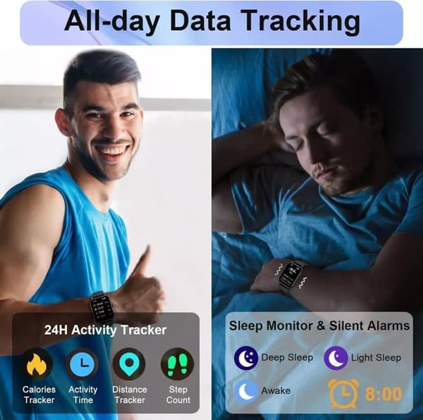 Alexa Smart Watch Calls Bluetooth Heart Rate Blood Pressure iPhone Samsung